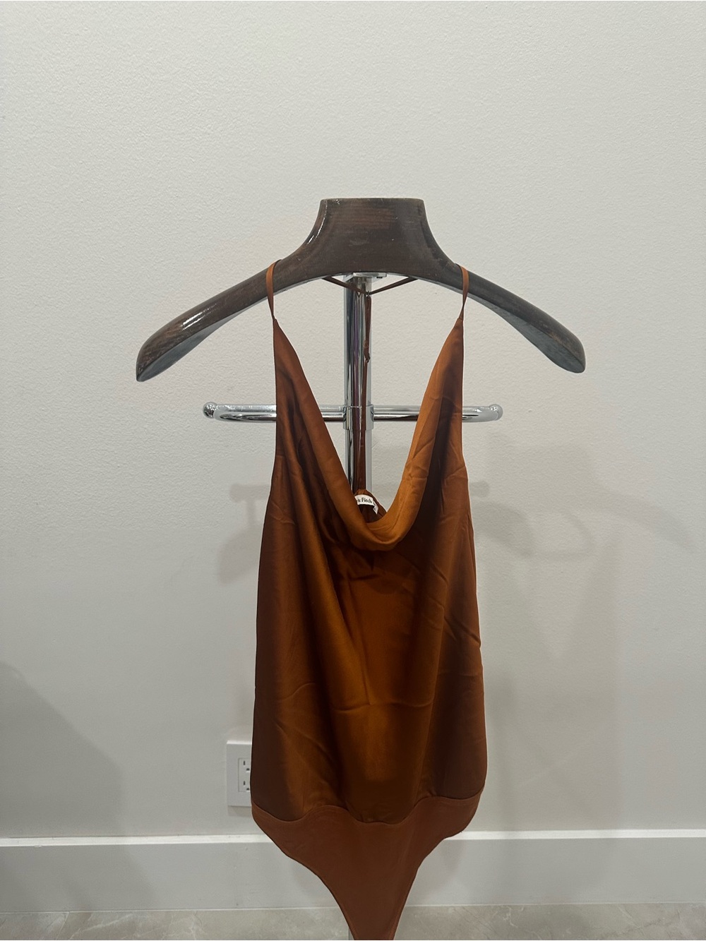Abercrombie & Fitch Brown Satin Cowl-Neck Bodysuit